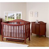 DaVinci Parker 4-in-1 Convertible Wood Crib Set w/ Toddler Rail in Cherry