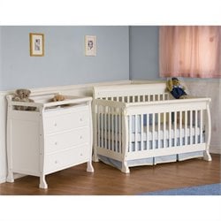 DaVinci Kalani 4-in-1 Convertible Baby Crib Nursery Set in White