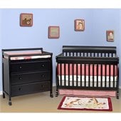 DaVinci Kalani 4-in-1 Convertible Wood Crib Nursery Set w/ Toddler Rail in Ebony