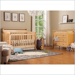 DaVinci Emily 4-in-1 Convertible Wood Crib Set w/ Toddler Rail in Natural