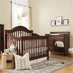 DaVinci Jayden 4-in-1 Convertible Wood Baby Crib Nursey Set in Epresso