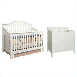 DaVinci Jayden 4-in-1 Convertible Wood Baby Crib Nursey Set in Antique White
