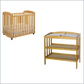  DaVinci Alpha Mini Rocking Mobile Wood Baby Crib Set in Honey Oak Finish