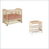 DaVinci Alpha Mini Rocking Mobile Wood Baby Crib Set With Changing Table in Natural