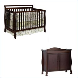 DaVinci Charleston 4-in-1 Convertible Wood Crib Set w/ Toddler Rail in Coffee