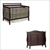DaVinci Charleston 4-in-1 Convertible Wood Crib Set w/ Toddler Rail in Coffee