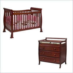 DaVinci Reagan 4-in-1 Convertible Crib Nursery Set w/ Toddler Rail in Cherry