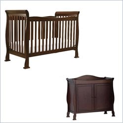 DaVinci Reagan 4-in-1 Convertible Crib Nursery Set w/ Toddler Rail in Coffee