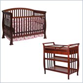 DaVinci Thompson 4-in-1 Convertible Wood Crib Set w/ Toddler Rail in Cherry