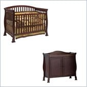 DaVinci Thompson 4-in-1 Convertible Wood Crib Set w/ Toddler Rail in Coffee