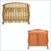 Thompson 4-in-1 Convertible Wood Crib Nursery Set w/ Toddler Rail in Oak