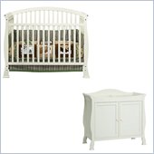 DaVinci Thompson 4-in-1 Convertible Wood Crib Set w/ Toddler Rail in Pearl White