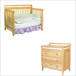 DaVinci Emily 4-in-1 Convertible Crib Nursery Set w/ Toddler Rail in Natural