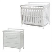DaVinci Emily Mini 2-in-1 Convertible Wood Baby Crib Set With Changing Table in White