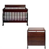 DaVinci Kalani 4-in-1 Convertible Wood Baby Crib Set w/ Toddler Rail in Espresso