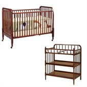 DaVinci Jenny Lind 3-in-1 Stationary Convertible Mobile Wood Crib Set in Cherry