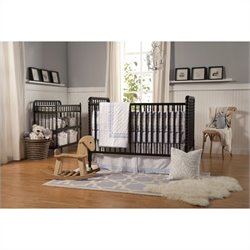 DaVinci Jenny Lind 3-in-1 Stationary Convertible Wood Crib Nursery Set in Ebony