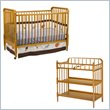 DaVinci Jenny Lind 3-in-1 Stationary Convertible Mobile Wood Crib Set With Changing Table in Oak