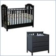 DaVinci Roxanne 3-in-1 Convertible Wood Baby Crib Set With Changing Table in Ebony