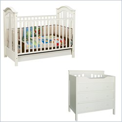 DaVinci Roxanne 3-in-1 Convertible Wood Baby Crib Set With Changing Table in Antique White