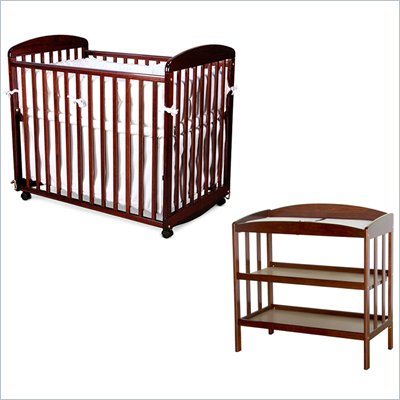 DaVinci Alpha Mini Rocking Wood Baby Crib Set in Cherry Finish