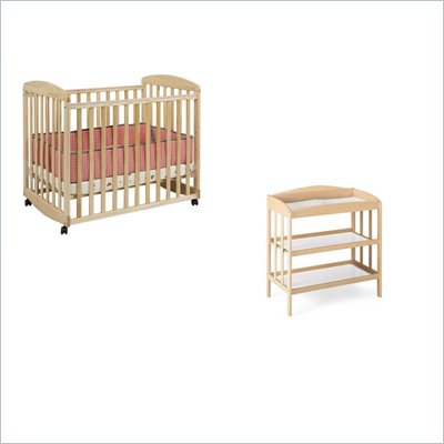 DaVinci Alpha Mini Rocking Mobile Wood Baby Crib Set With Changing Table in Natural