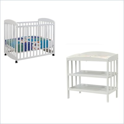 Baby Crib  Changing Table Attached on Wood Baby Crib Set With Changing Table In White   M0598w M1302wp Pkg