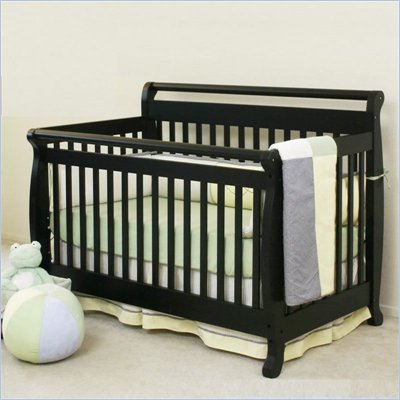 Da Vinci Emily 4-in-1 Convertible Wood Baby Crib Set w/ Toddler Rail in Ebony 