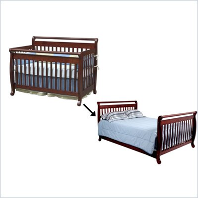 DaVinci Emily 4-in-1 Convertible Crib w/ Full/Twin Size Bed Rail Set in Cherry