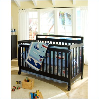 DaVinci Emily 4-in-1 Wood Baby Crib w/ Full/Twin Size Bed Rail Set in Ebony