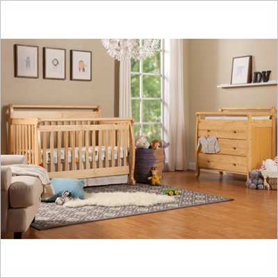DaVinci Emily 4-in-1 Convertible Wood Crib Set w/ Toddler Rail in Natural