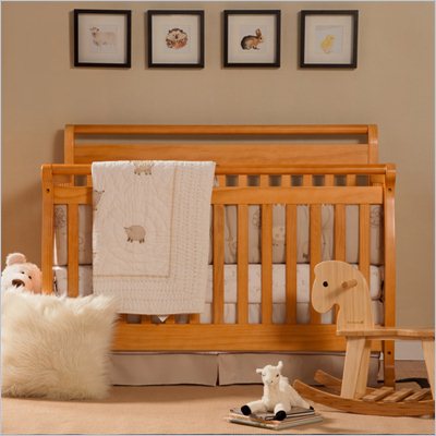 DaVinci Emily 4-in-1 Convertible Wood Baby Crib w/ Toddler Rail in Honey Oak