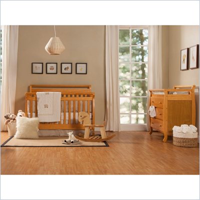 DaVinci Emily 4-in-1 Convertible Crib Nursery Set w/ Toddler Rail in Honey Oak