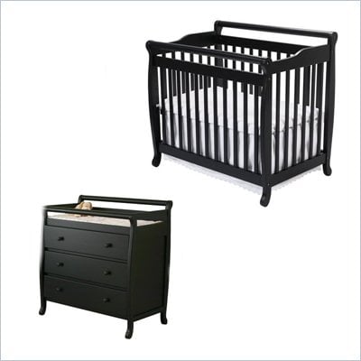 Baby Crib  Changing Table Attached on Wood Baby Crib Set With Changing Table In Ebony   M4798e M4755e Pkg