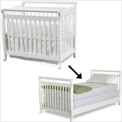 DaVinci Emily Mini Convertible Wood Baby Crib Set w/ Twin Size Bed Rail in White