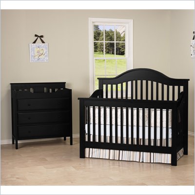 DaVinci Jayden 4-in-1 Convertible Wood Baby Crib Set w/ Toddler Rail in Ebony