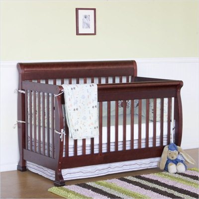 DaVinci Kalani 4-in-1 Convertible Crib Set w/ Full/Twin Size Bed Rail in Cherry