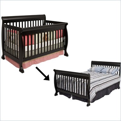 DaVinci Kalani 4-in-1 Convertible Crib Set w/ Full/Twin Size Bed Rail in Ebony