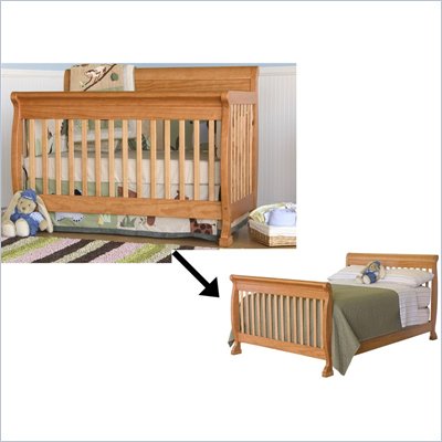 DaVinci Kalani 4-in-1 Convertible Crib Set w/ Full/Twin Size Rail in Honey Oak