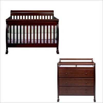 DaVinci Kalani 4-in-1 Convertible Wood Baby Crib Set w/ Toddler Rail in Espresso