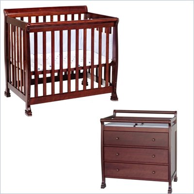 DaVinci Kalani Convertible Mini Wood Crib Set With Changing Table in Cherry