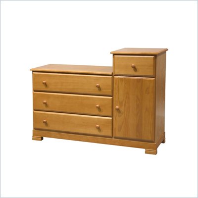 DaVinci Kalani Wood 4 Drawer Combo Chest With Shelf in Honey Oak Finish