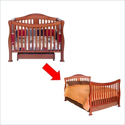 DaVinci Parker 4 in 1 Convertible Baby Crib w/ Full Size Bed Rail Kit in Cherry