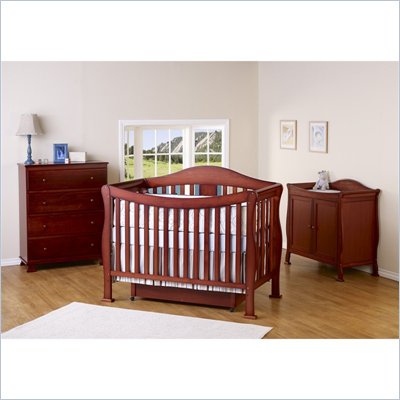DaVinci Parker 3 Piece Convertible Crib Nursery Set w/ Toddler Rails in Cherry