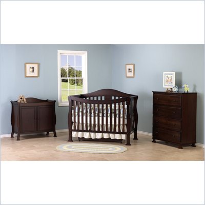 DaVinci Parker 3-PC Convertible Crib Nursery Set w/ Toddler Rail in Coffee
