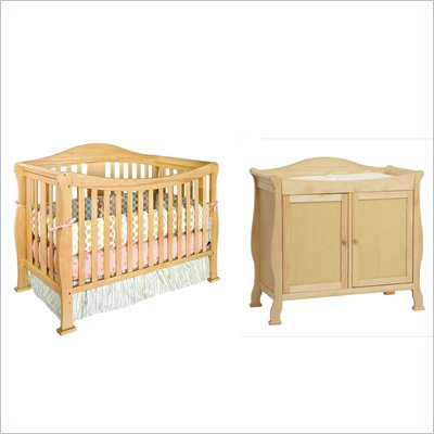 DaVinci Parker 4-in-1 Convertible Wood Crib Set w/ Toddler Rail in Natural