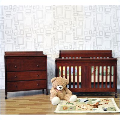 DaVinci Porter 4-in-1 convertible Crib Crib and 3-drawer Changer in Cherry Including Toddler Rails