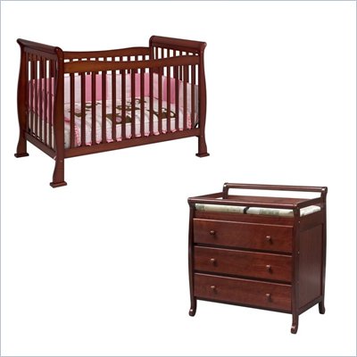 DaVinci Reagan 4-in-1 Convertible Crib Nursery Set w/ Toddler Rail in Cherry