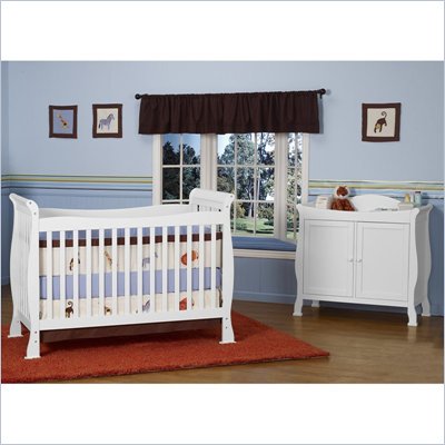 DaVinci Reagan 4-in-1 Convertible Wood Crib Set w/ Toddler Rail in White