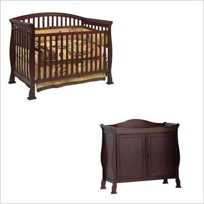 DaVinci Thompson 4-in-1 Convertible Wood Crib Set w/ Toddler Rail in Coffee